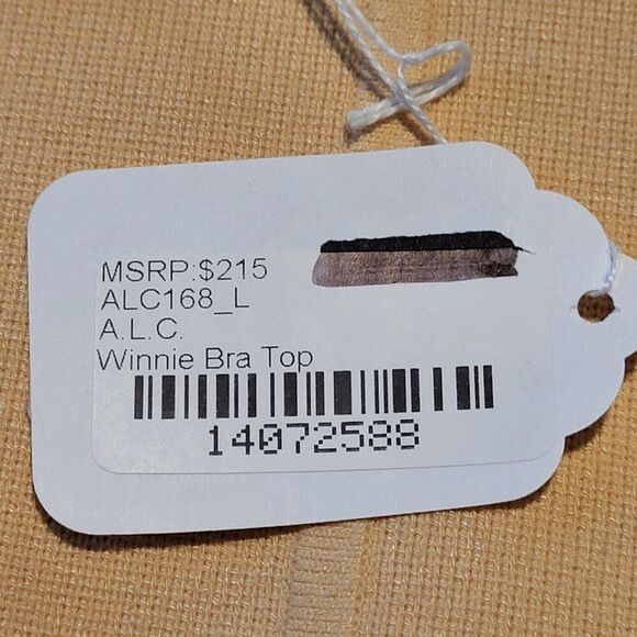 A.L.C. Large Winnie Yellow Bra Top RTR Viscose Ribbed Stretch Adj Straps - Picture 13 of 13